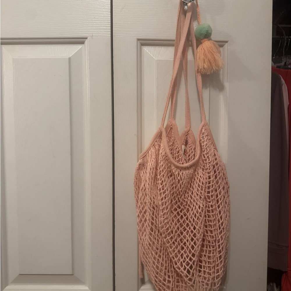 Chic Pink Mesh Tote Bag